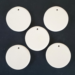 Almost 1 1/2" Blank Ceramic Circle Pendant, 1.5 Inch Unfinished Bisque With Sm Holes to Paint or Glaze, for DIY Jewelry Making, Art, Craft