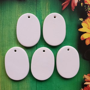 1 1/2&quot; Blank Ceramic Oval Pendants, Blank Ceramic Pendants, Sm. Holes, Plain Unglazed Bisque Ready to Paint, Oval Jewelry Charm to Decorate