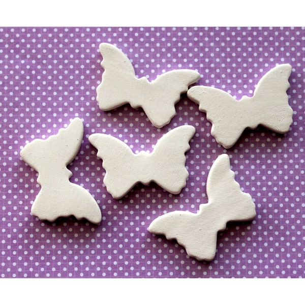 1 1/2" Bisque Butterflies - no holes - lot of 5, ceramic blanks, ceramic jewelry blanks, bisque jewelry blanks, ceramic blank tiles