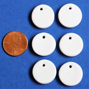 5/8&quot; Blank Ceramic Circle Pendants or Charms Unfinished Clay Bisque Tile Base to Paint Decorate or Glaze DIY Jewelry Gift Supply