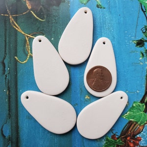 1 3/4&quot; Blank Ceramic Rounded Drop Shape Pendants or Tiles To Paint, Glaze, or Decorate.  Unglazed Bisque Base with Hole for Jewelry Necklace