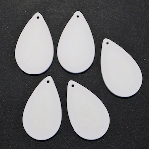 1 7/8&quot; Blank Ceramic Teardrop Pendant with Small Hole, Clay Bisque Blank Ready to Paint or Decorate, Unfinished Necklace Charm