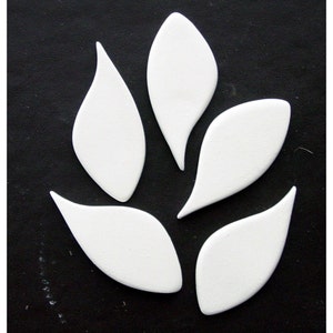 1 7/8&quot; Blank Ceramic Leaf Pendants or Tiles to Paint, Glaze, or Decorate, Unglazed Clay Bisque Base for Jewelry, Mosaic Tile, Necklace, Art