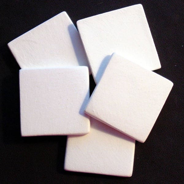 About 1" --Square Blank Bisque Tiles - just over 1 inch - no holes
