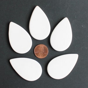 1 7/8&quot; Blank Ceramic Teardrop Cabochons or Tiles, Clay Bisque Pendant that is Ready To Paint or Decorate