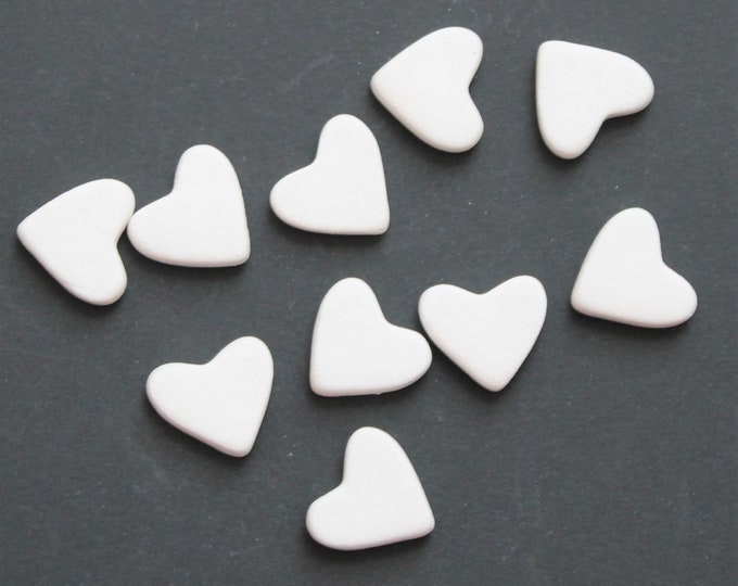 5/8 Tiny Ceramic Bisque Heart Cabochons 10 Blank Mini Etsy