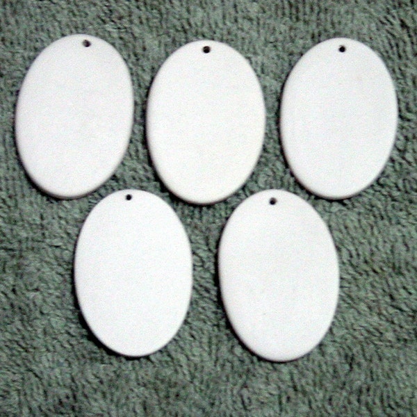 1 3/8" Blank Ceramic Oval Pendants - Blank Ceramic Pendants - small holes, blank bisque pendant, bisque oval pendant, kids crafts