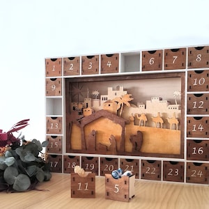 Wooden Advent Calendar, Wooden Christmas Decoration, Personalized Advent Calendar