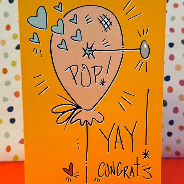 A6 Congratulations Card – Blue Hearts, Gold Envelope (105 x 148 mm)