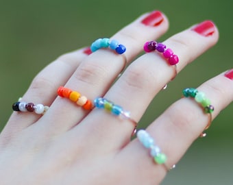 Fidget ring bead SET OF 3 worry rings for anxiety ring with beads custom bead rings for focus ring