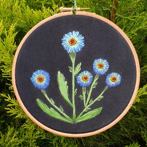 Handmade Embroidery "Chicory" | Flower Embroidery | Home Decor | Wall Art |