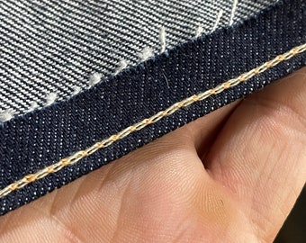 Milk Selvedge, Tiny Pants Keychain w/ milk colored chain stitch hem - Main Image