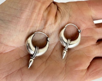 Fat Hoop Earrings India. Sterling Silver. 0661
