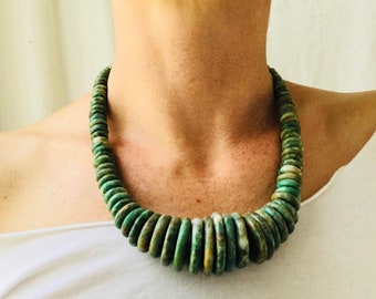 Mayan Guatemalita Jade Graduated Disks Choker Necklace. Guatemalan.