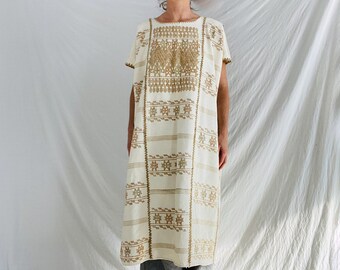 Tunic Dress Hand Loomed Amuzgos Authentic Huipil Dress Hand Embroidered