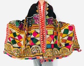 Vintage Banjara Rabari Wool Shawl And Throw. Mirror work and Embroidered