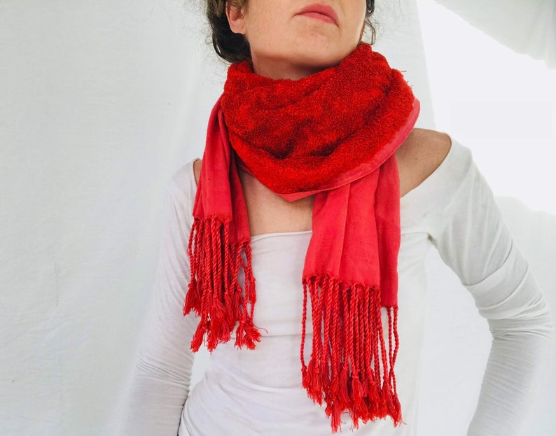 Turkish Red Plant Dyed Silk & Cotton Scarf. Etsy