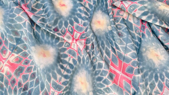 Silk Shibori Shawl, Wrap, Scarf. Pastel Colors. K… - image 6