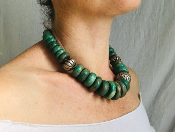 Guatemalita Jade Choker Necklace. Guatemalan. Disks. Gem