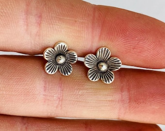Silver Flower Post Earrings