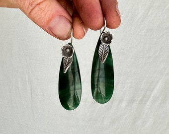 African Jade Earrings. Sterling Silver. 2346