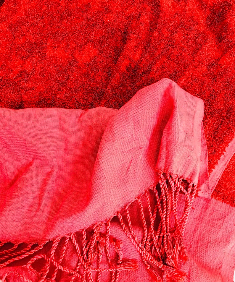 Turkish Red Plant Dyed Silk & Cotton Scarf. Etsy