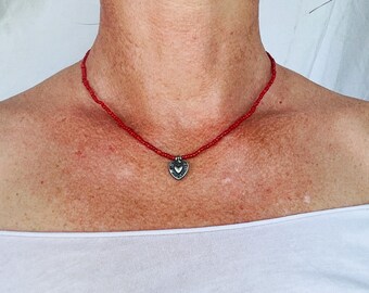 Oaxacan Pendant on Necklace of Coral Beads. Handmade Jewelry. 2859