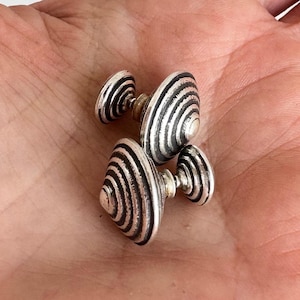 Silver Barbell Earrings. Thailand. 1010