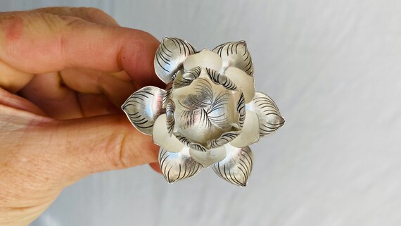 Silver Lotus Ring. Adjustable - image 4