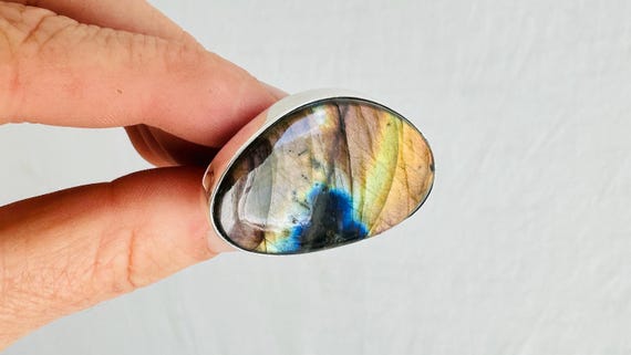 Oversized Labradorite Ring. Adjustable Sterling S… - image 8