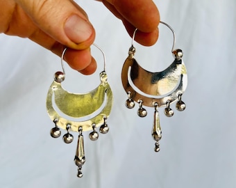 Shiny Silver Hoop Earrings. Oaxacan Jewelry. Sterling Silver. AR2