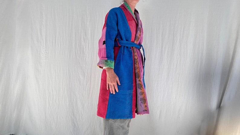 Vintage Kantha Color Block Coat. image 6
