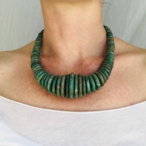 Mayan Guatemalita Jade Graduated Disks Choker Necklace. Guatemalan.