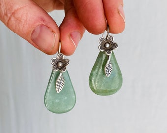 Guatemalan Jade Earrings. Sterling Silver