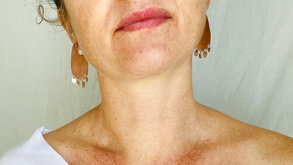 Flat Hoops with Dangles Silver Earrings. Atelier … - image 6