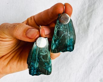 Chrysocolla and Sterling Silver Earrings. 2886