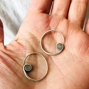 Fine Silver Spiral Hoop Earrings From The Karen Hill Tribe Of Thailand