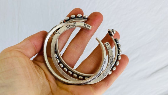 Trio of Three Silver Bangles from the Karen Hill … - image 3