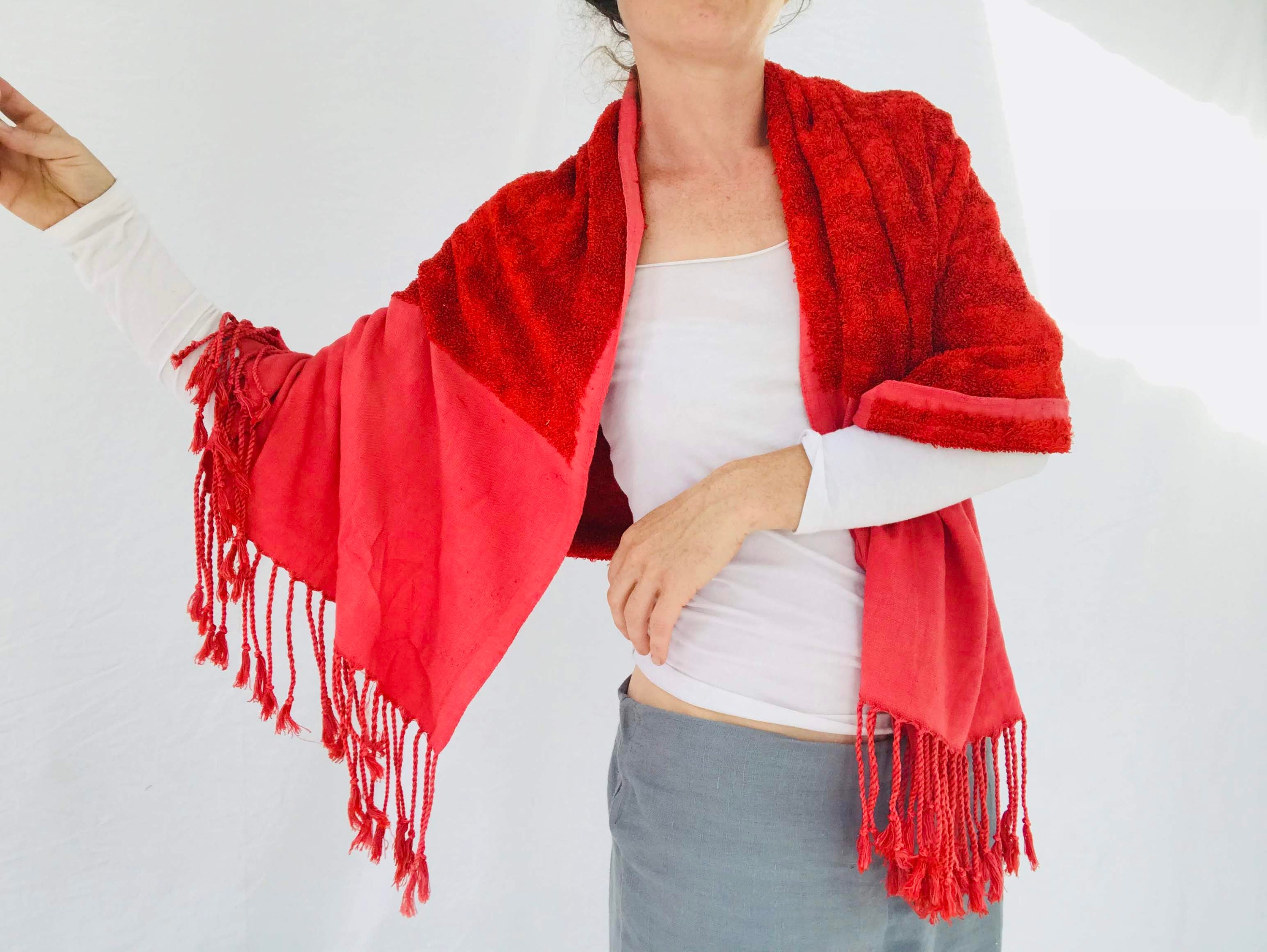 Turkish Red Plant Dyed Silk & Cotton Scarf. Etsy