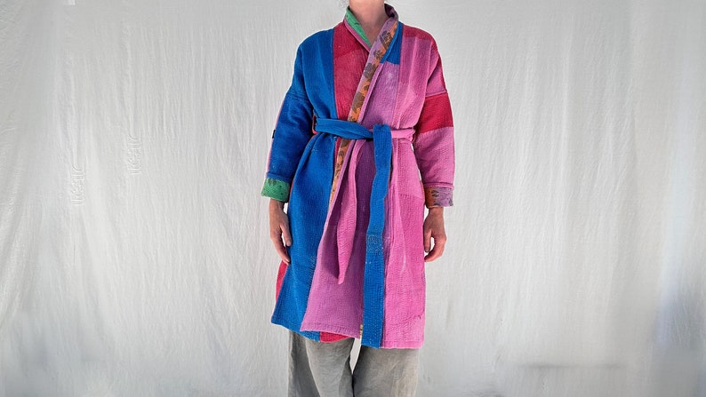 Vintage Kantha Color Block Coat. image 2