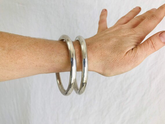 PAIR Fine Silver Bangle From the Karen Hill Tribe of Thailand 