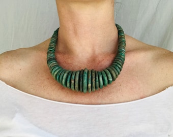 Mayan Guatemalita Jade Graduated Disks Choker Necklace. Guatemalan.