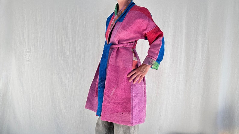 Vintage Kantha Color Block Coat. image 7