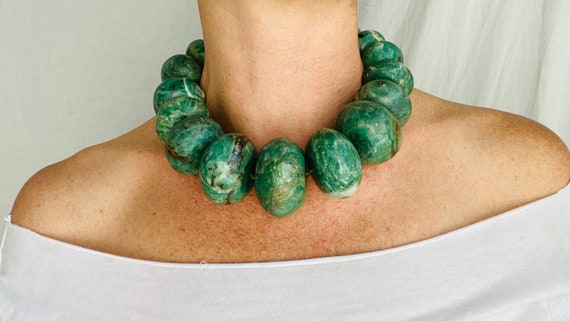 Mayan Guatemalita Jade Graduated Choker Necklace.… - image 1