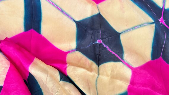Shibori Silk Shawl, Wrap, Scarf. Clamp Dye. Gujar… - image 4