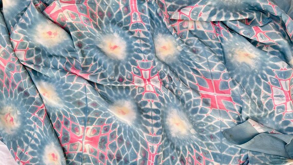 Silk Shibori Shawl, Wrap, Scarf. Pastel Colors. K… - image 5
