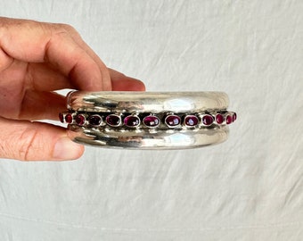 Sterling Silver and Garnet Indian Bangle. 1018
