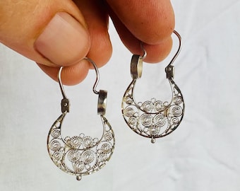 Filigree Hoop Earrings. Oaxaca. Sterling Silver. Mexico. Frida Kahlo. 2828