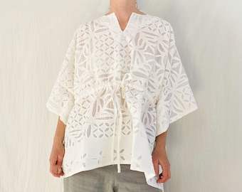 Indian Cut-Work Kaftan. Cotton Caftan.