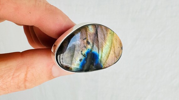 Oversized Labradorite Ring. Adjustable Sterling S… - image 9